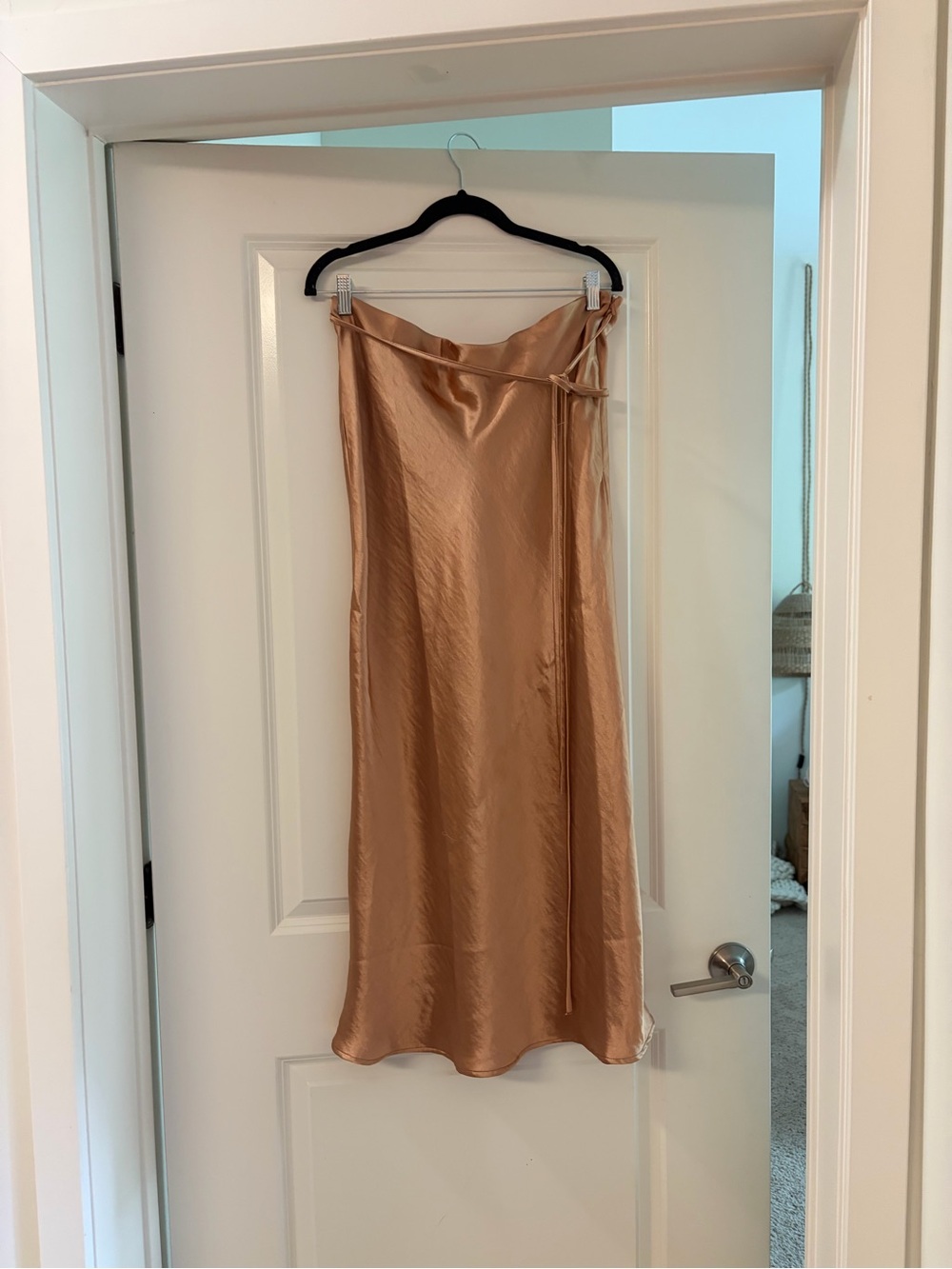 Topshop Satin Midi Slip Skirt in Champagne Taupe